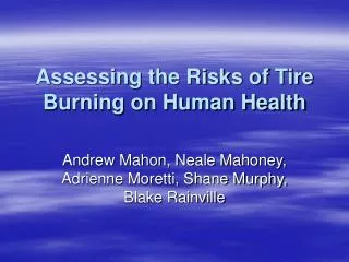 Assessing the Risks of Tire Burning on Human Health