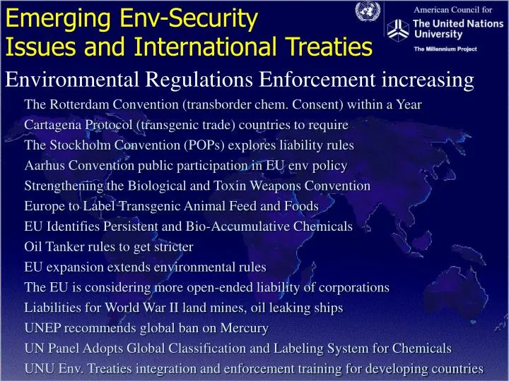 emerging env security issues and international treaties