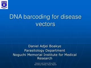 DNA barcoding for disease vectors