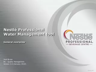 Nestlé Professional Water Management tool General overwiew