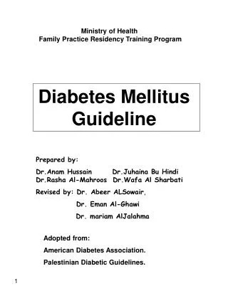 Diabetes Mellitus Guideline