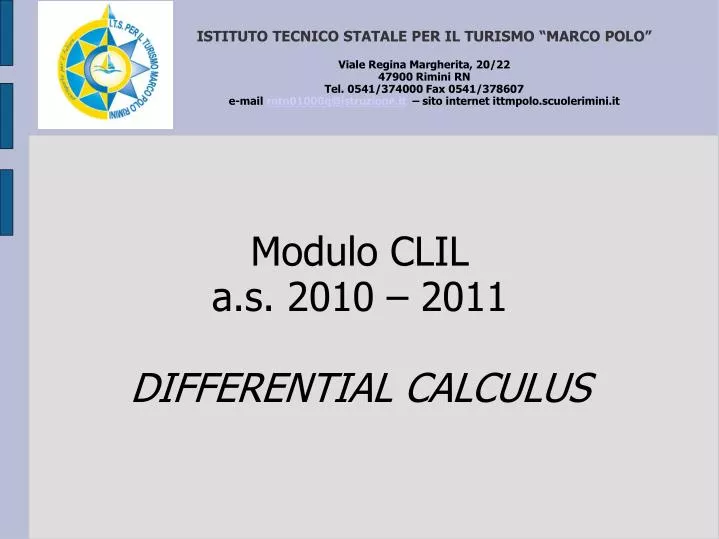 modulo clil a s 2010 2011 differential calculus