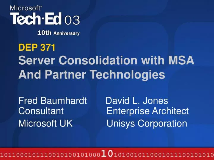 dep 371 server consolidation with msa and partner technologies