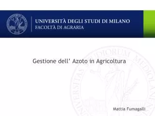 Gestione dell’ Azoto in Agricoltura