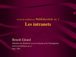 cycle de conf rences web ducation no 3 les intranets