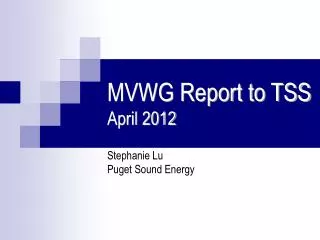 MVWG Report to TSS April 2012