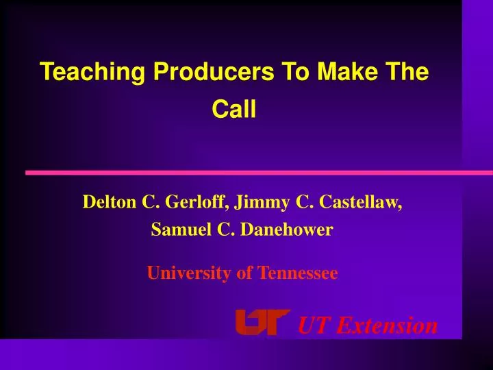 teaching producers to make the call