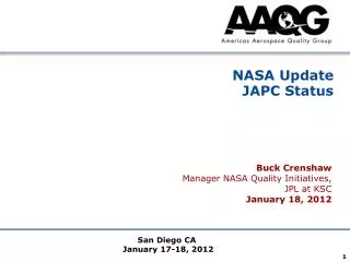 NASA Update JAPC Status