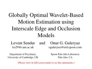 Globally Optimal Wavelet-Based Motion Estimation using Interscale Edge and Occlusion Models