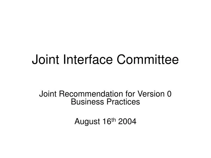 joint interface committee