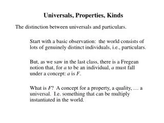 Universals, Properties, Kinds