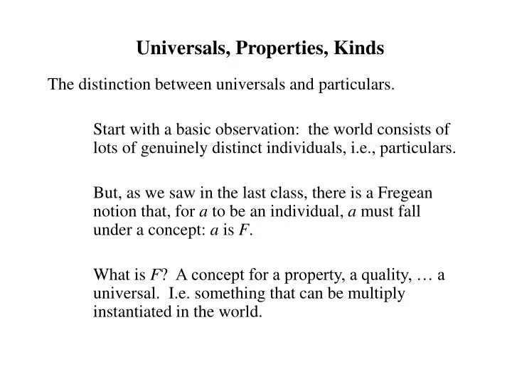 universals properties kinds