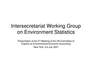 Intersecretariat Working Group on Environment Statistics
