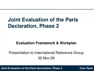 Joint Evaluation of the Paris Declaration, Phase 2