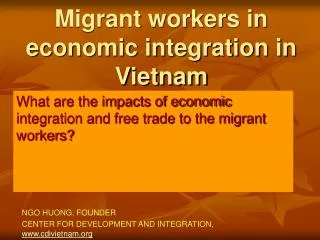 Migrant workers in economic integration in Vietnam