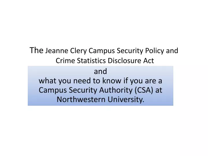 the jeanne clery campus security policy and crime statistics disclosure act