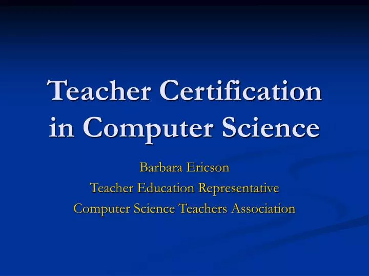 teacher certification in computer science