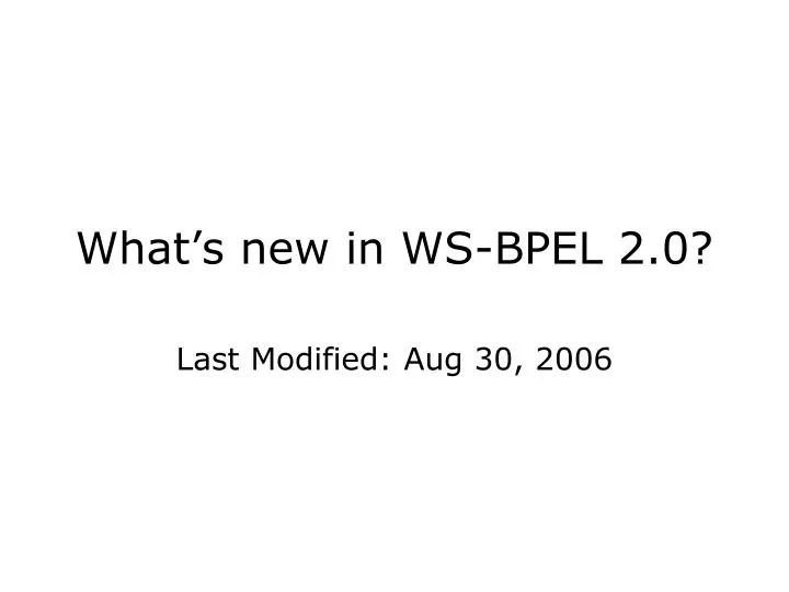 what s new in ws bpel 2 0