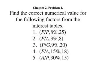 Chapter 2, Solution 3. F = 200,000(F/P,10%,3) = 200,000(1.3310) = $266,200