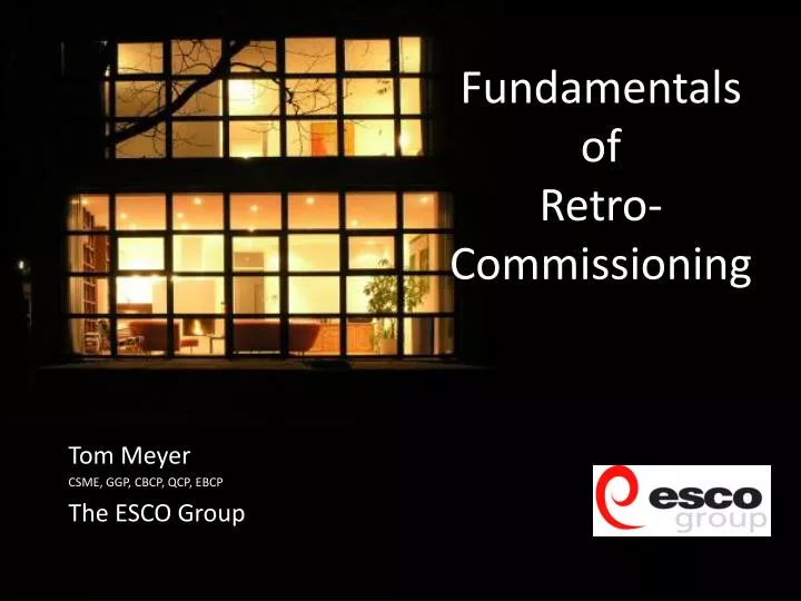 fundamentals of retro commissioning