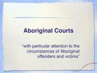 Aboriginal Courts
