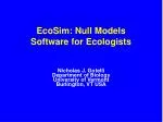 EcoSim: Null Models Software for Ecologists - slide 1