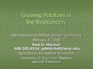 Growing Potatoes in the Bioeconomy