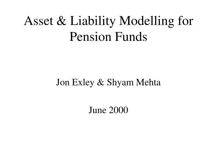 asset liability modelling for pension funds
