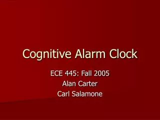 Cognitive Alarm Clock