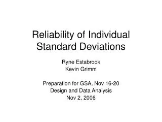 Reliability of Individual Standard Deviations