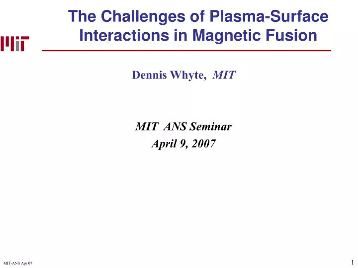 the challenges of plasma surface interactions in magnetic fusion