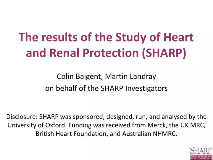 the results of the study of heart and renal protection sharp