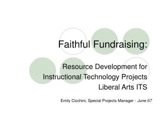 Faithful Fundraising: