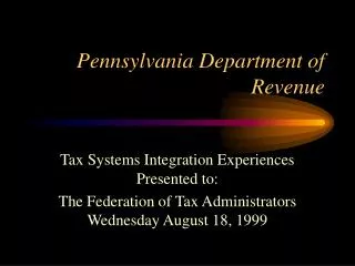 Pennsylvania Department of Revenue