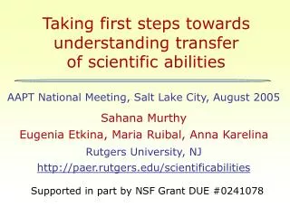Taking first steps towards understanding transfer of scientific abilities