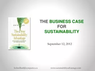 THE BUSINESS CASE FOR SUSTAINABILITY