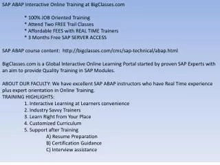 SAP ABAP Interactive Online Training at Newjersey
