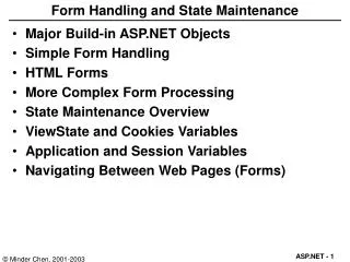 Form Handling and State Maintenance
