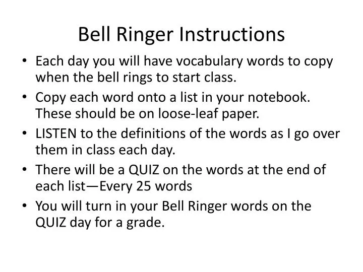 bell ringer instructions