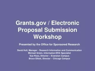 Grants.gov / Electronic Proposal Submission Workshop