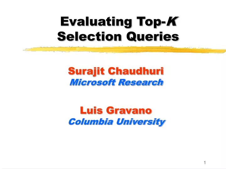 evaluating top k selection queries