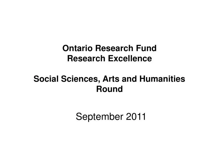 ontario research fund research excellence social sciences arts and humanities round