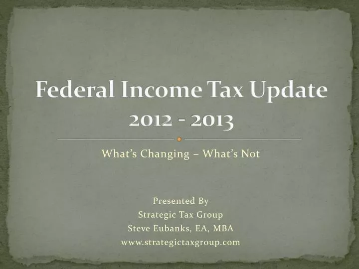 federal income tax update 2012 2013
