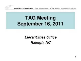 TAG Meeting September 16, 2011