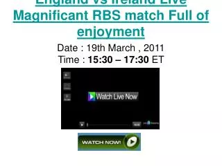 WaTcH & Enjoy England VS Ireland LivE RBS Six Nation Rugby S