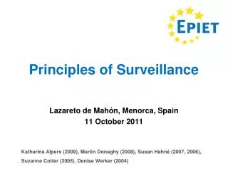 Principles of Surveillance
