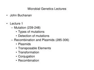 Microbial Genetics Lectures