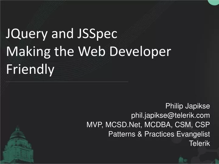 jquery and jsspec making the web developer friendly