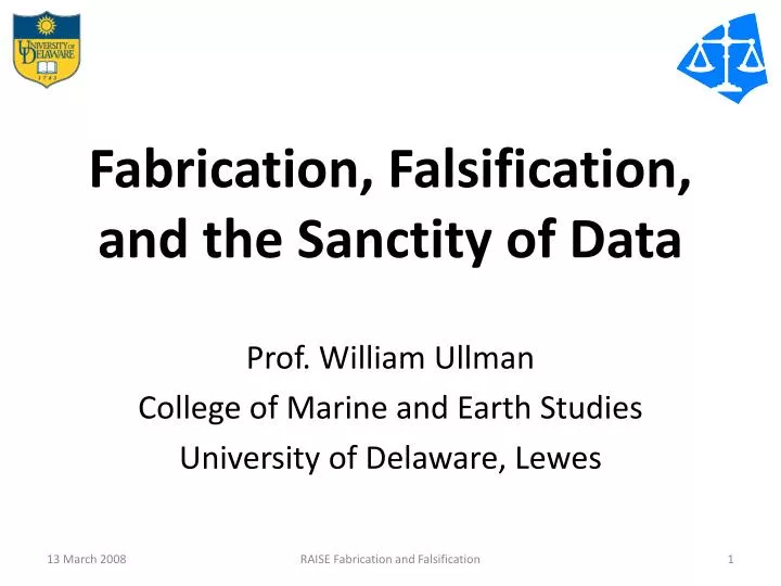 fabrication falsification and the sanctity of data