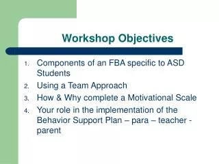 Workshop Objectives